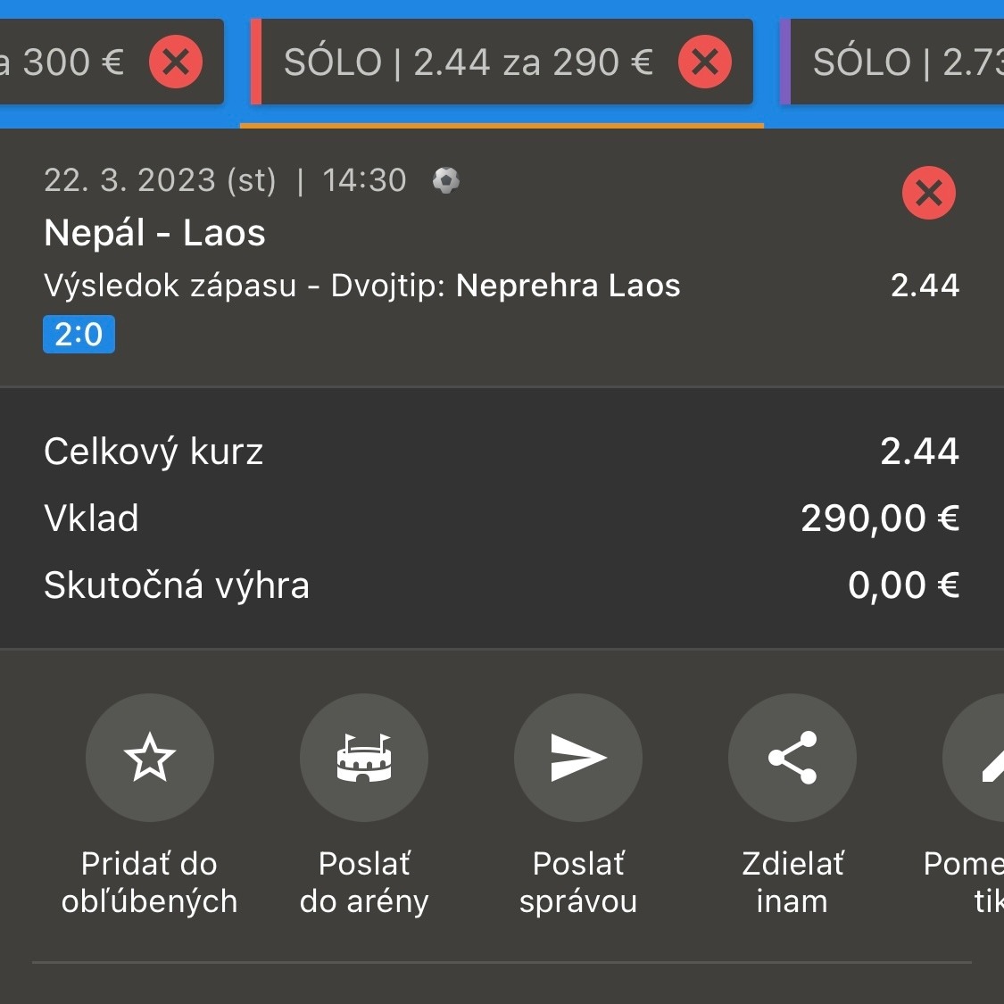 Reálny tiket Tipsport